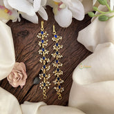 Vriksham Premium Kemp Single Strand Kundan Jadau Maatil with White Pearl-Blue-J2992